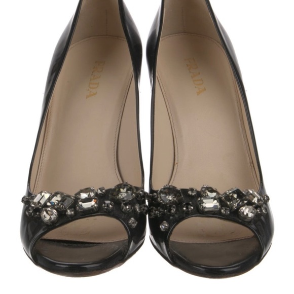 Prada Patent Leather Embellished Heels - Picture 3 of 8